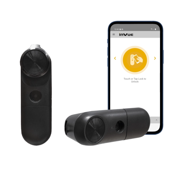InVue LIVE Plunger Lock für Glastüren mit Metallrahmen und Bypass-Türen aus Holz