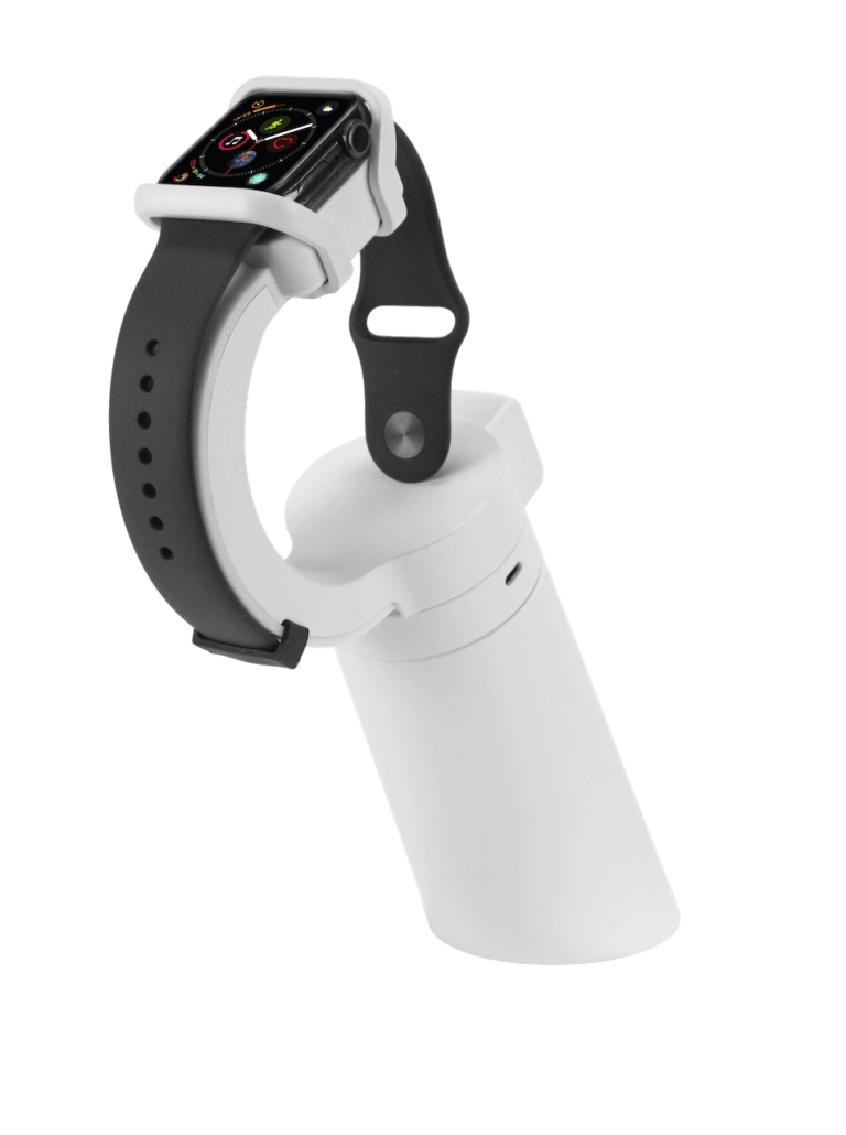 Smartwatch auf weißem Displayständer