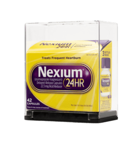 Schachtel mit Nexium-Medikamenten in einer Sell-Thru Security Box