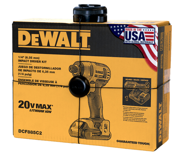 InVue Package Wrap zur Sicherung einer DeWalt-Bohrmaschine