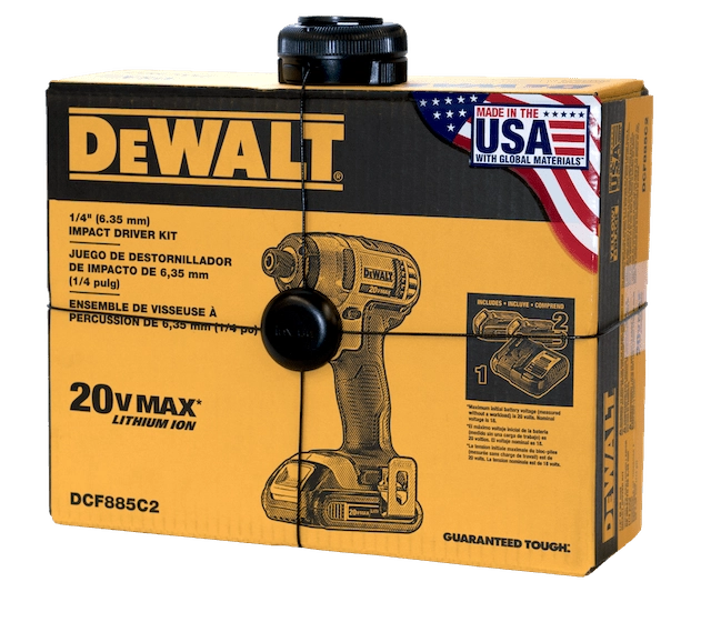 InVue Package Wrap zur Sicherung einer DeWalt-Bohrmaschine