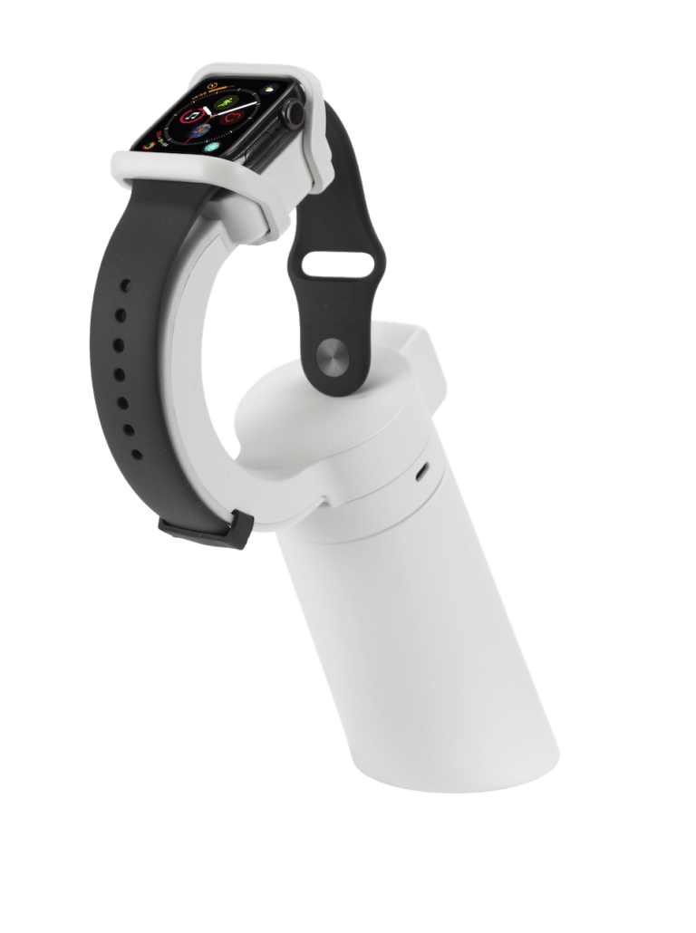 Smartwatch auf weißem Displayständer