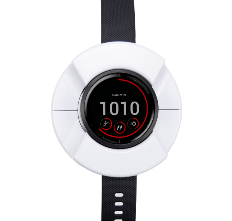 Smartwatch auf weißem Sicherheitsdisplay