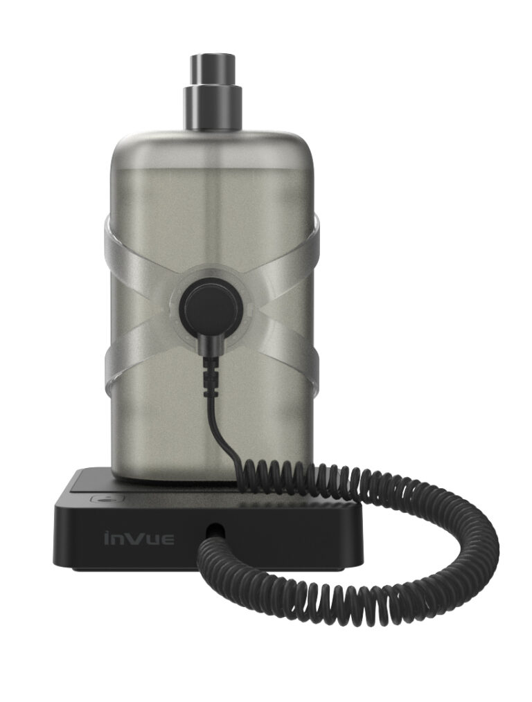 InVue Podium Fragrance Lösung Rückansicht in schwarz